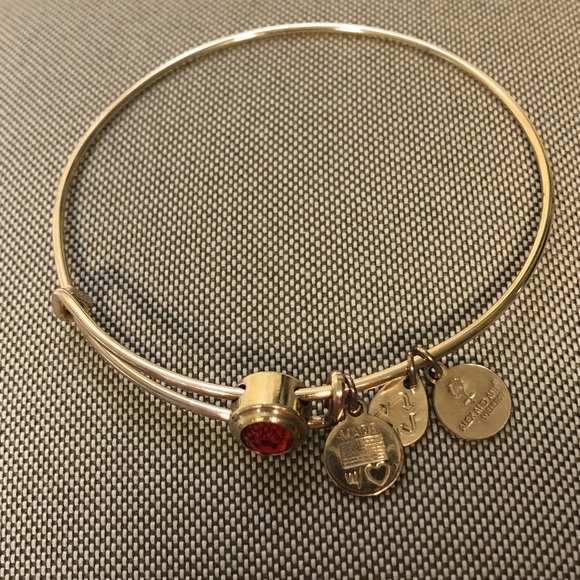 Alex and Ani Light Siam Birthstone Charm Gold Tone Bangle With Swarovski Crystal - Picture 3 of 6